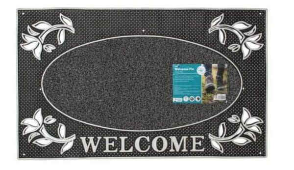 Welcome PVC Pin Mat 45x75cm Silver