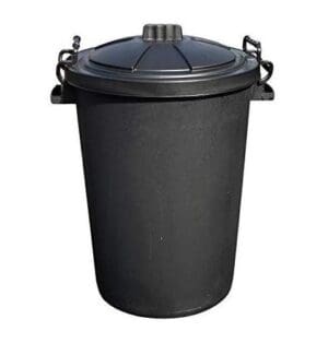 Black Plastic Heavy Duty Dustbin 85Ltr Metal Clip Lid