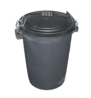 Black Plastic Heavy Duty Dustbin 110Ltr Metal Clip Lid