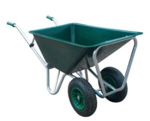 Double Wheeled Stable Barrow 160Ltr Green 71cm