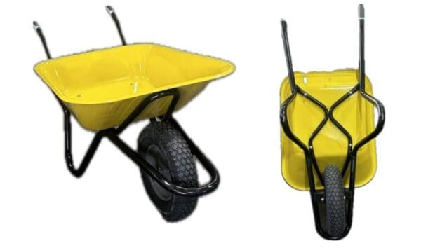Heavy Duty 90lt Galvanised Concrete Wheelbarrow Yellow
