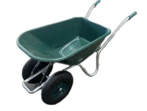 Double Wheel 100lt Poly Workhorse Wheelbarrow Green